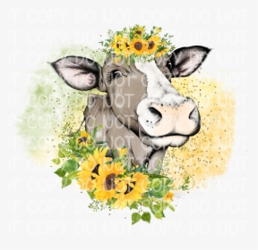 Sunflower Cow - Cow With Bandana, HD Png Download, Free Download