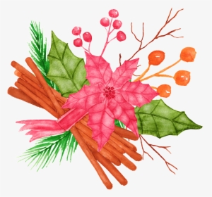 Hand Painted Red Maple Leaf And Wild Fruit Png Transparent - Illustration, Png Download, Free Download