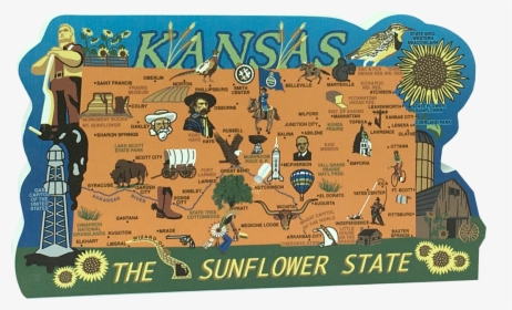 Cat"s Meow Village United States Map, Kansas Sunflower - Kansas Cartoon Map, HD Png Download, Free Download