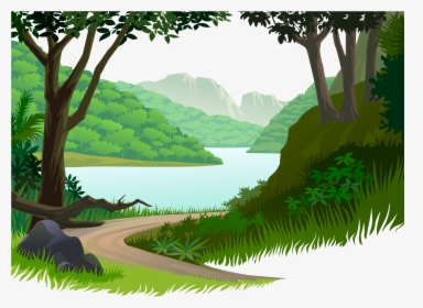 Transparent Mountain Scenery Clipart - Mountain River Cartoon Png, Png Download, Free Download