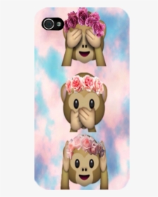 Emoji 3 Monkeys Tie Dye Iphone, Ipod Or Galaxy Case - Emoji Aapje Met Bloemenkrans, HD Png Download, Free Download