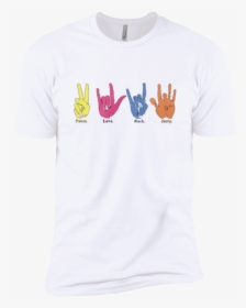 Peace Love Rock Jerry Hand Print Premium Shirt - Bricklayer, HD Png Download, Free Download
