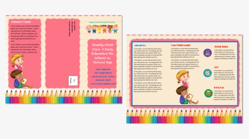 Daycare Brochure Template , Png Download - Sample Child Care Brochure, Transparent Png, Free Download