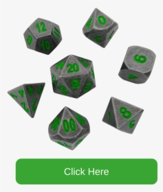 Gunmetal Gray With Green Numbers Metal Dice - Dice, HD Png Download, Free Download