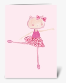 Ballerina Kitty Greeting Card - Illustration, HD Png Download, Free Download