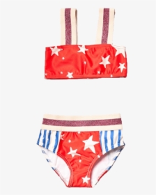 Noe And Zoe Red Star And Blue Stripe Girls Bikini Swimsuit - Briefs, HD Png Download, Free Download