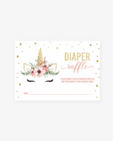 Gold And Pink Unicorn Baby Shower Diaper Raffle Tickets - Unicorn Diaper Raffle Tickets, HD Png Download, Free Download