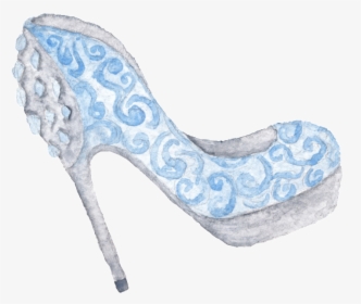 Blue Hand Drawn High Heel Cartoon Snow Transparent - Basic Pump, HD Png Download, Free Download