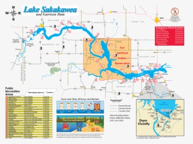 Lake Sakakawea Recreation Area Map - Lake Sakakawea Bays Map, HD Png Download, Free Download