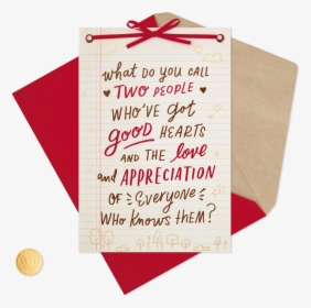 Two People With Good Hearts Valentine"s Day Card For - Paper, HD Png Download, Free Download