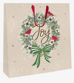 Large Joy Wreath 35cm X 35cm Christmas Gift Bag With, HD Png Download, Free Download