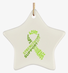 Lime Green Awareness Ribbon With Words Ceramic Star - Christmas Tree, HD Png Download, Free Download