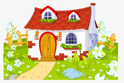Transparent House Clip Art - House With Garden Clipart, HD Png Download, Free Download