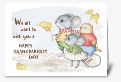 Mice & Bird Grandparents Day From Group Greeting Card - Illustration, HD Png Download, Free Download