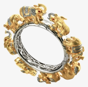 Sain Ruby And Diamond Handcrafted Elephant Bangle Bangles - Gold Elephant Bangles, HD Png Download, Free Download
