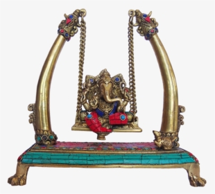 Ganesha Sitting On Decorative Brass Julla With Multi - Antique, HD Png Download, Free Download