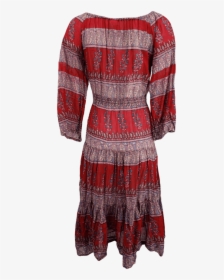 70"s Indian Cotton Print Bohemian Dress - Lace, HD Png Download, Free Download