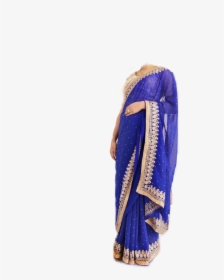 #sari #indian #dress - Blue And Gold Sari, HD Png Download, Free Download