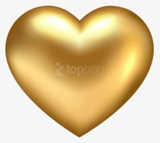 Clip Art Gold Heart Png - 3d Golden Heart Png, Transparent Png, Free Download