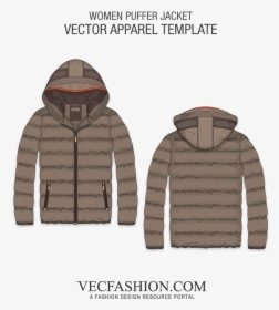 Women Outdoor Puffer Jacket Vector Template, HD Png Download, Free Download
