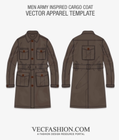 Transparent Vest Clipart - Jacket Flat Sketch For Men, HD Png Download, Free Download