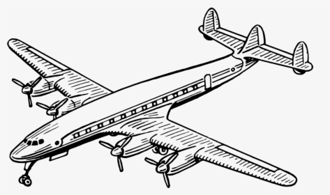 Propeller Driven Aircraft,line Art,angle - Aircraft Black And White, HD Png Download, Free Download