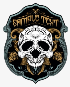 Shield Skull T-shirt Vector Printed Necklace Clipart - Skull In Shield Logo, HD Png Download, Free Download