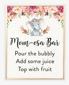 Elephant Baby Shower Mom-osa Bar Printable Sign - My Water Broke Baby Shower Game Printable, HD Png Download, Free Download