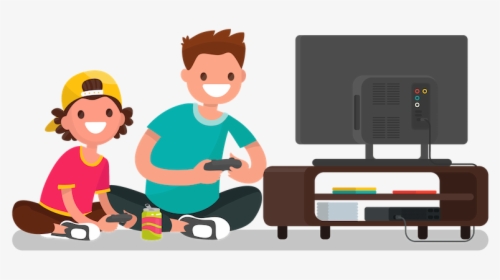 Clip Art Play Video Games Clip Art - Cartoon Of Playing Video Games, HD Png Download, Free Download