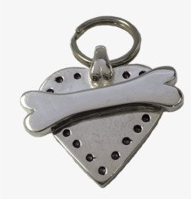 Medium Heart & Bone Tag Sterling Silver - Keychain, HD Png Download, Free Download