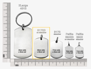 Standard Dog Tag No Chamber Size Compared To Other - Keychain, HD Png Download, Free Download