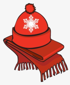 Clip Art Of A Winter Scarf An - Hat And Gloves Clipart, HD Png Download, Free Download