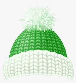 Green Winter Hat Clip Art Image - Transparent Background Beanie Knit Cap Clipart, HD Png Download, Free Download