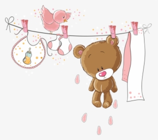 #ftestickers #clipart #cartoon #clothesline #baby #cute - Its A Girl Templates, HD Png Download, Free Download