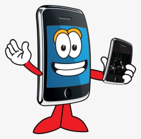 Mascot Broken Phone - Mobile Phone Cartoon Png, Transparent Png, Free Download