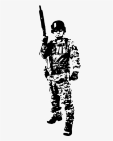 Soldier Raised Rifle Up Silhouette Vector Graphic Clip - Graphic Soldier Silhouette Vector, HD Png Download, Free Download