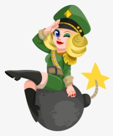 Soldiers Woman Soldier Pencil - Female Soldier Salute Cartoon, HD Png Download, Free Download
