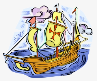 Vector Illustration Of Tall Ship Traditionally-rigged, HD Png Download, Free Download