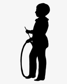 Silhouette Of Boy With His Hoop - Victorian Children Silhouette, HD Png Download, Free Download