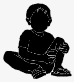 Silhouette Of Child With Candy Bag - Drawing, HD Png Download, Free Download