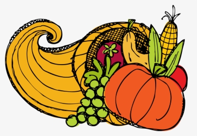 Thanksgiving Cornucopia Drawing - Thanksgiving Clip Art, HD Png Download, Free Download