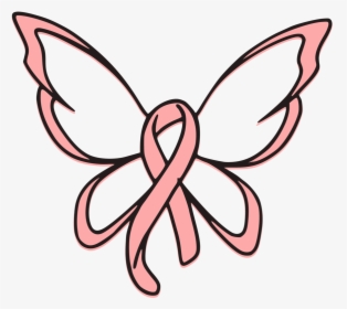 Butterfly Clip Art Ribbon - Butterfly Breast Cancer Logo, HD Png Download, Free Download