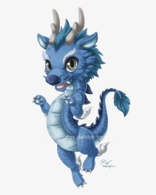 Cartoon,animated Art,mythical Creature - Cute Blue Baby Dragon, HD Png Download, Free Download