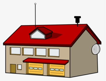 Fire Station, Antenna, Garage, House, Building, Big - Fire Station Clip Art, HD Png Download, Free Download