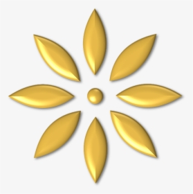 Gold, Metal, Shiny, Flower, Ornament, Glossy, Yellow - Gold Petal Flower Png, Transparent Png, Free Download