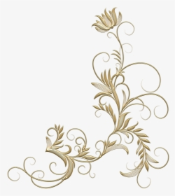 Golden Floral Border Png Pic - Gold Flower Border Design, Transparent Png, Free Download