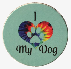 I Heart My Dog Love Paw Print Auto Car Coaster Absorbent - Circle, HD Png Download, Free Download