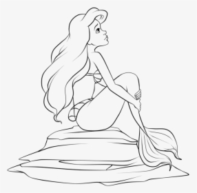 Sad Ariel Coloring Pages - Princess New Sketch Disney Girl, HD Png Download, Free Download