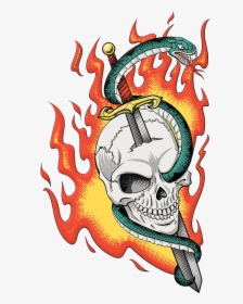 Snake Vector Skull Illustration - Snake And Sword Vector, HD Png Download, Free Download