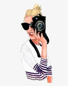 #cosmopolitan #girl #vector #illustration #pictureart - Fashion Illustration Of Photographer, HD Png Download, Free Download